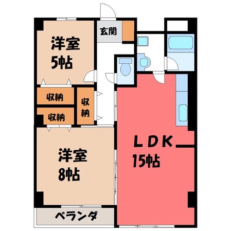 宇都宮駅 徒歩32分 4階の物件間取画像